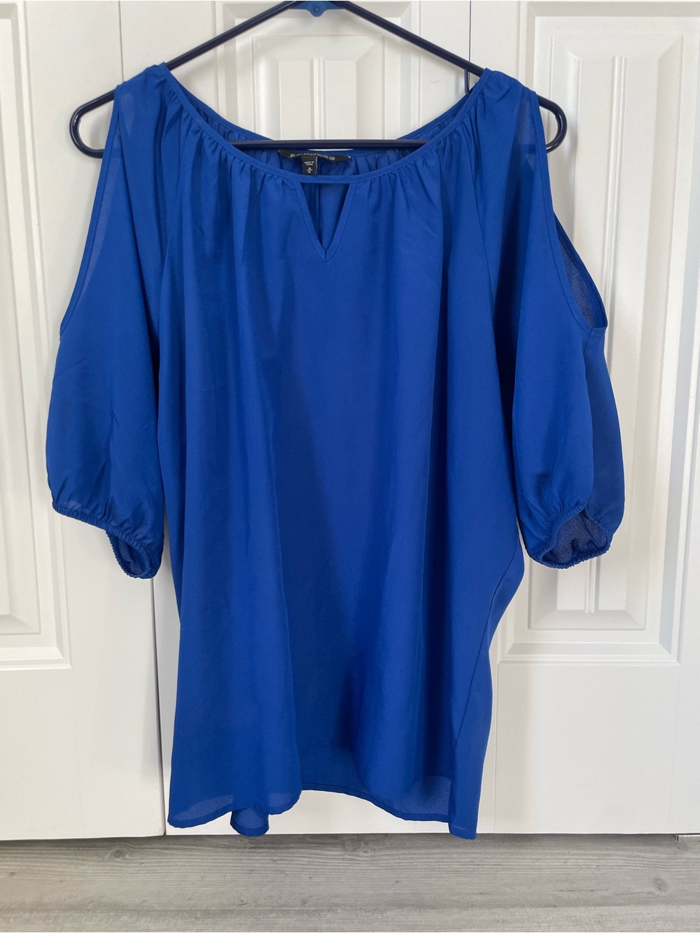 Express Royal Blue Cold-Shoulder Blouse